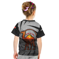 Bahrain Desert Camel Kid T Shirt with Sunset Glow and Starry Sky