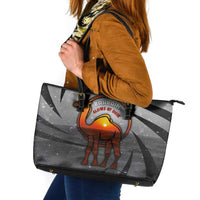 Bahrain Desert Camel Leather Tote Bag with Sunset Glow and Starry Sky