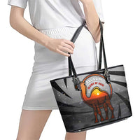 Bahrain Desert Camel Leather Tote Bag with Sunset Glow and Starry Sky