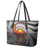Bahrain Desert Camel Leather Tote Bag with Sunset Glow and Starry Sky