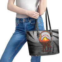 Bahrain Desert Camel Leather Tote Bag with Sunset Glow and Starry Sky