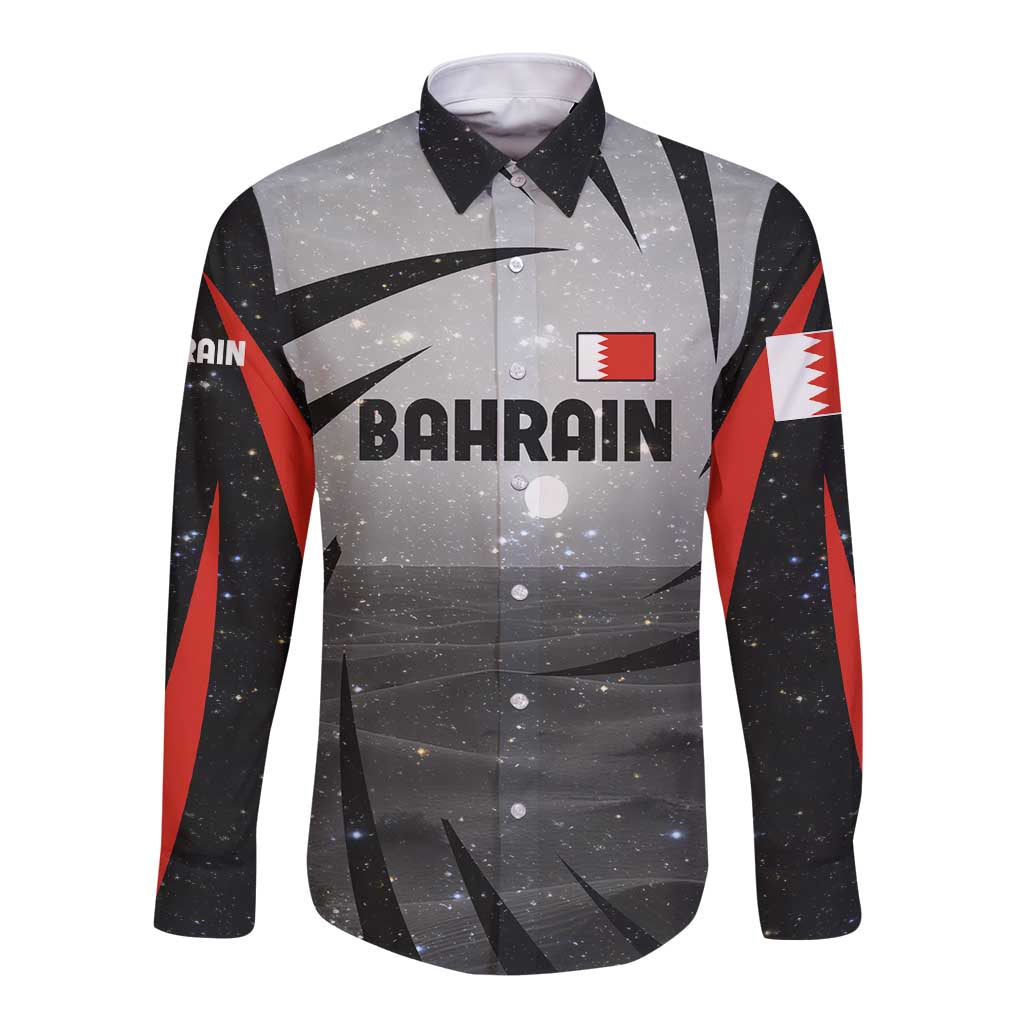 Bahrain Desert Camel Long Sleeve Button Shirt with Sunset Glow and Starry Sky