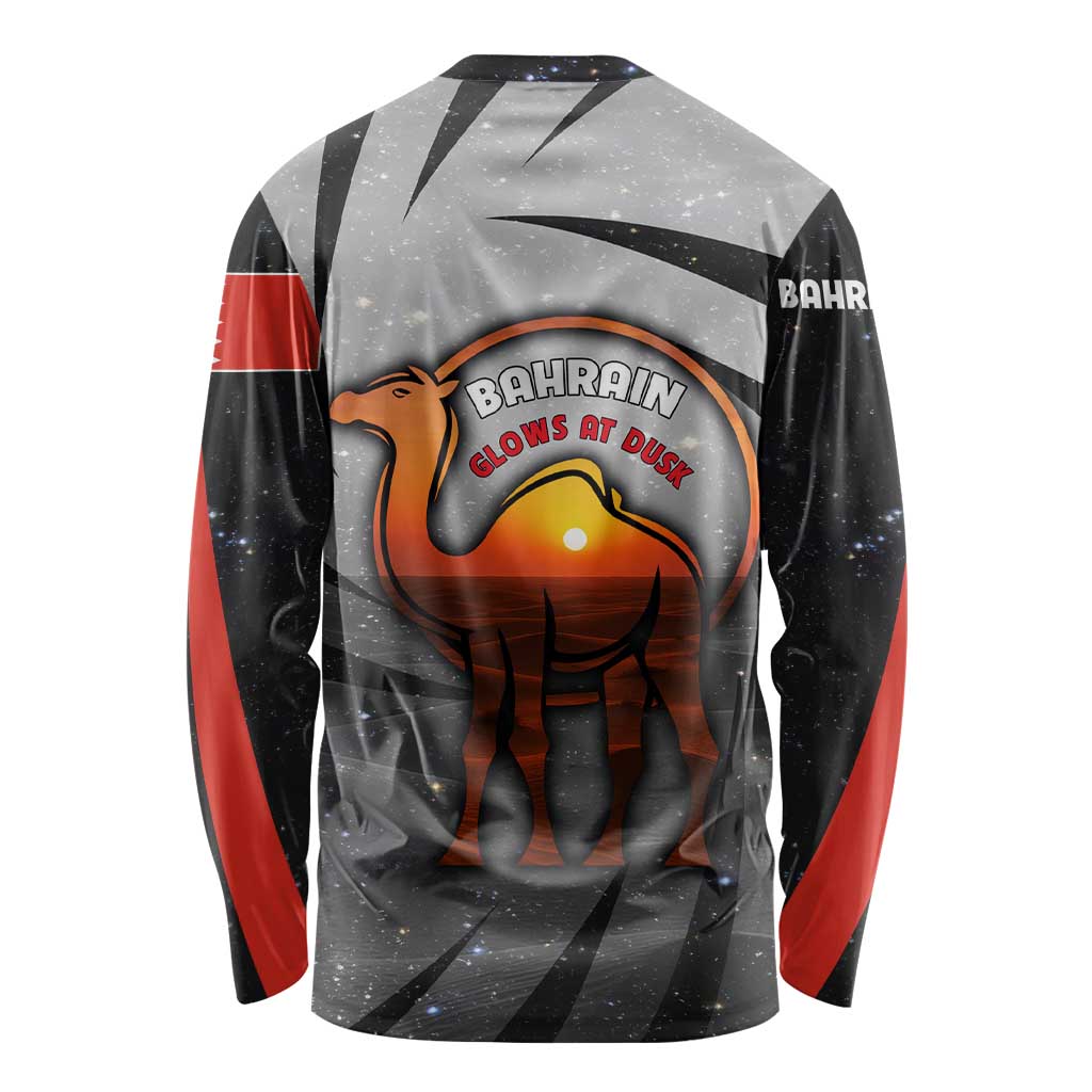 Bahrain Desert Camel Long Sleeve Shirt with Sunset Glow and Starry Sky