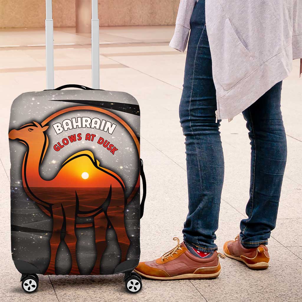Bahrain Desert Camel Luggage Cover with Sunset Glow and Starry Sky