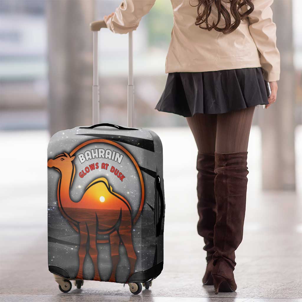 Bahrain Desert Camel Luggage Cover with Sunset Glow and Starry Sky