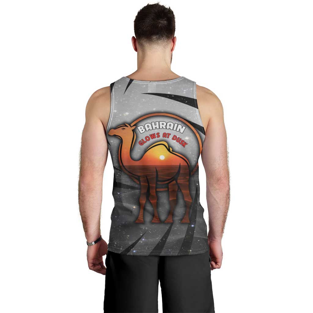 Bahrain Desert Camel Men Tank Top with Sunset Glow and Starry Sky