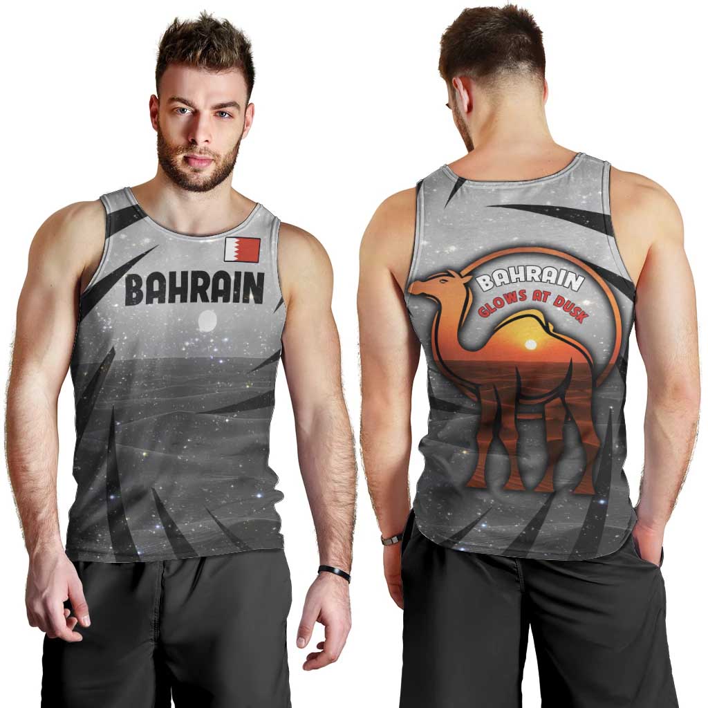 Bahrain Desert Camel Men Tank Top with Sunset Glow and Starry Sky