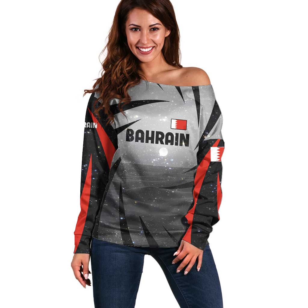 Bahrain Desert Camel Off Shoulder Sweater with Sunset Glow and Starry Sky