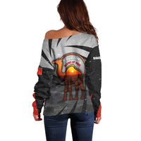 Bahrain Desert Camel Off Shoulder Sweater with Sunset Glow and Starry Sky