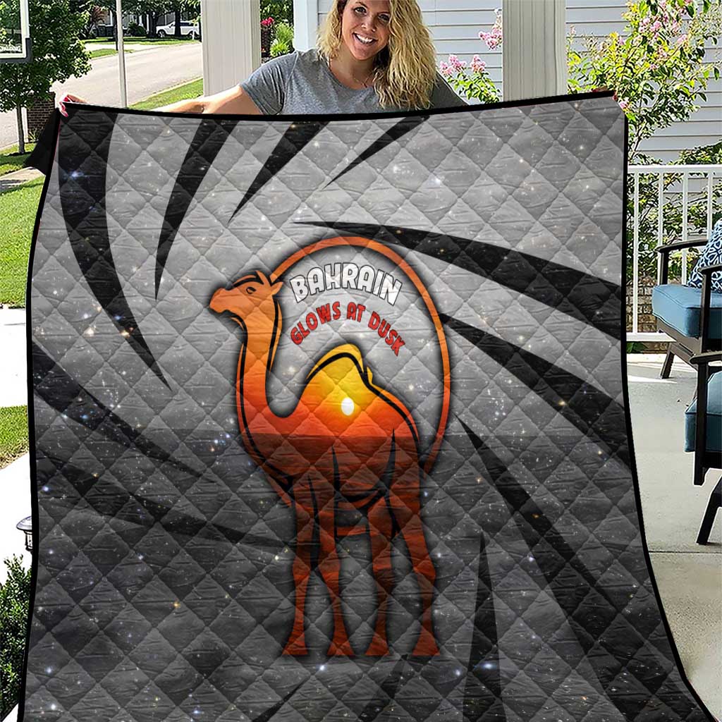 Bahrain Desert Camel Quilt with Sunset Glow and Starry Sky