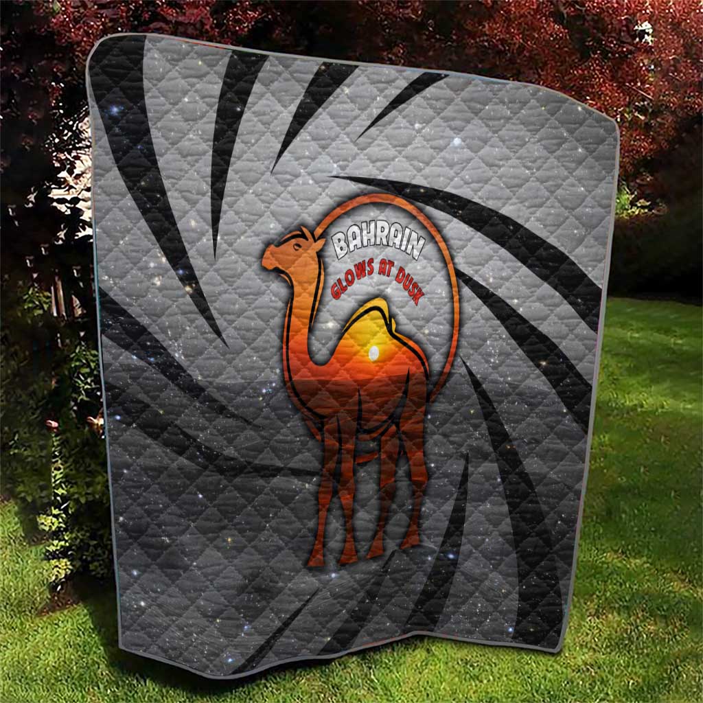 Bahrain Desert Camel Quilt with Sunset Glow and Starry Sky