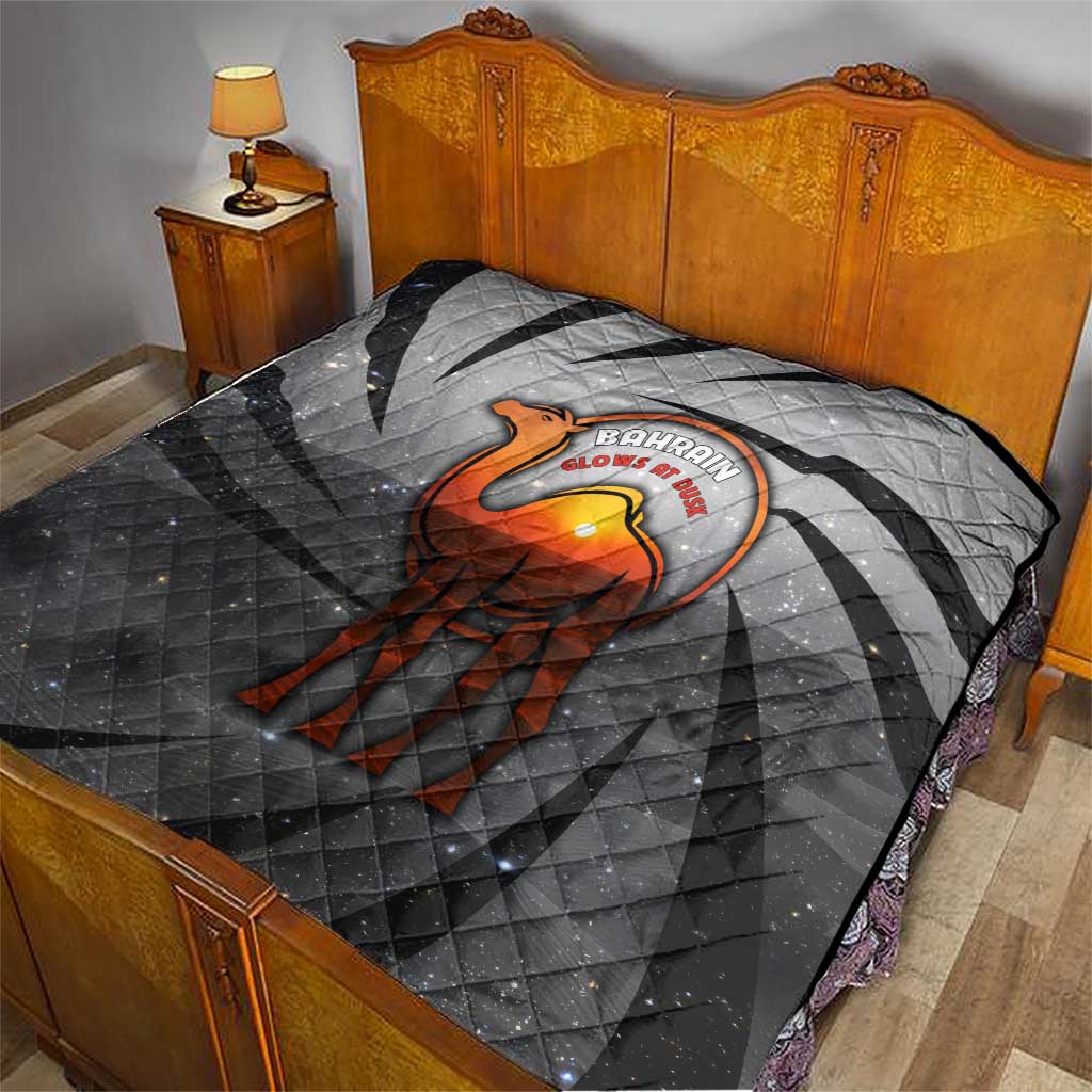 Bahrain Desert Camel Quilt with Sunset Glow and Starry Sky