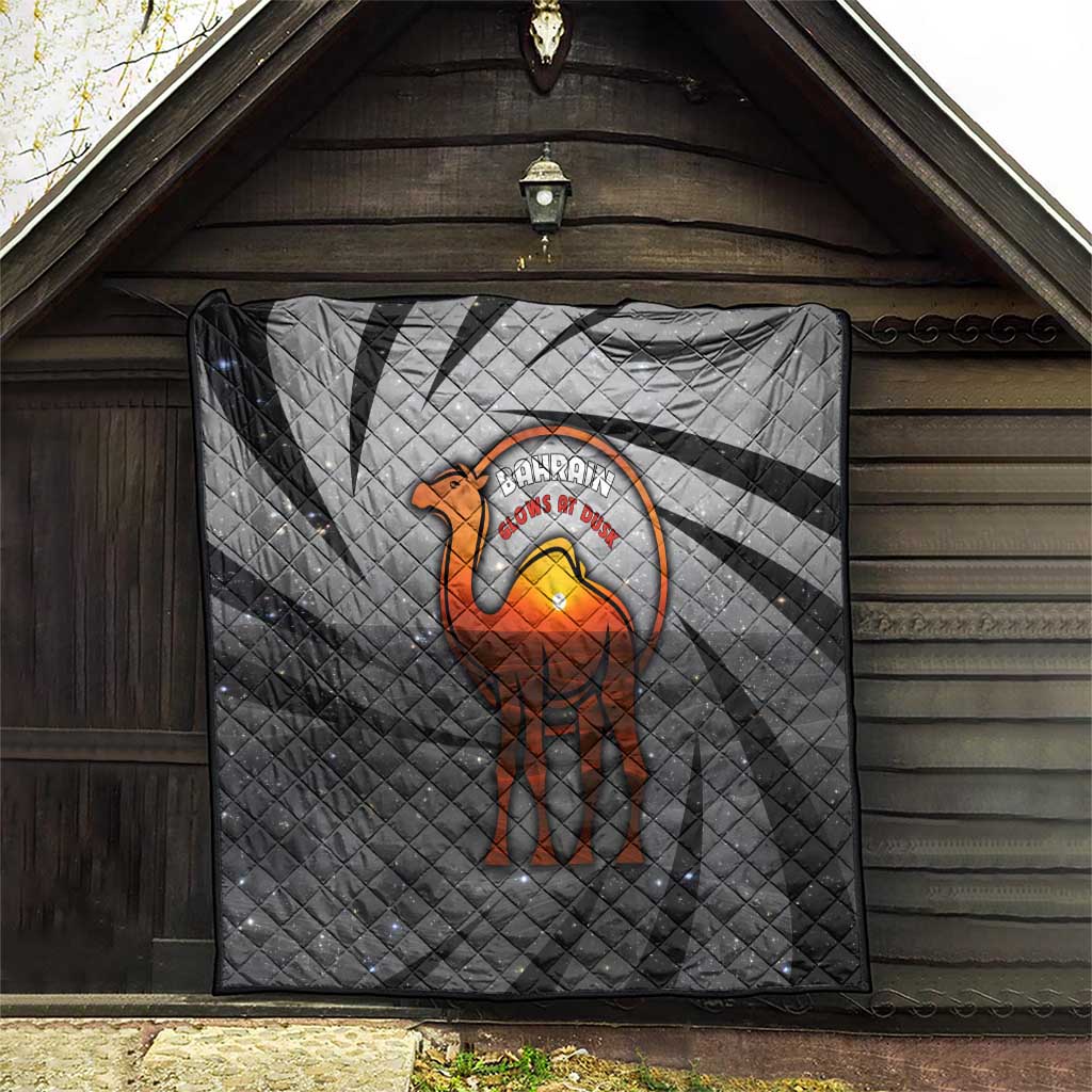 Bahrain Desert Camel Quilt with Sunset Glow and Starry Sky