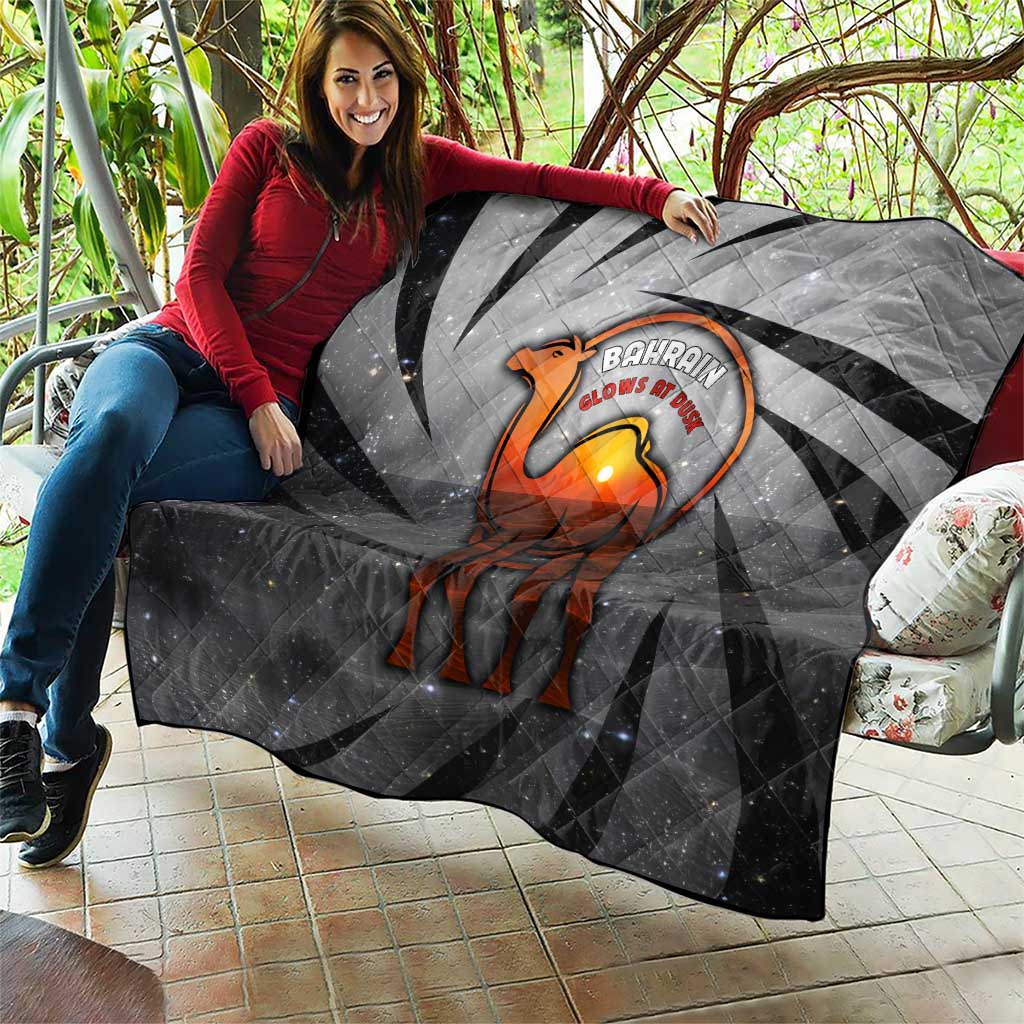 Bahrain Desert Camel Quilt with Sunset Glow and Starry Sky