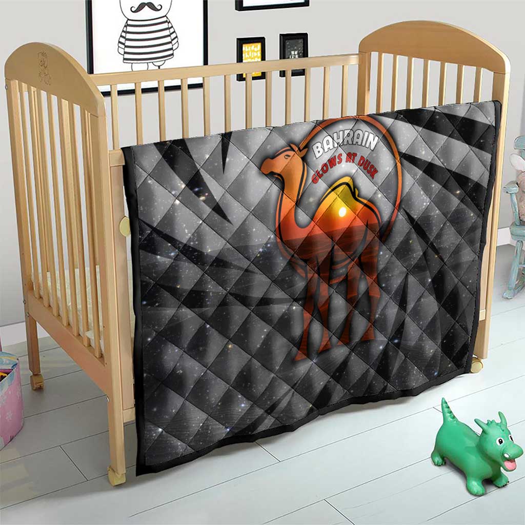 Bahrain Desert Camel Quilt with Sunset Glow and Starry Sky