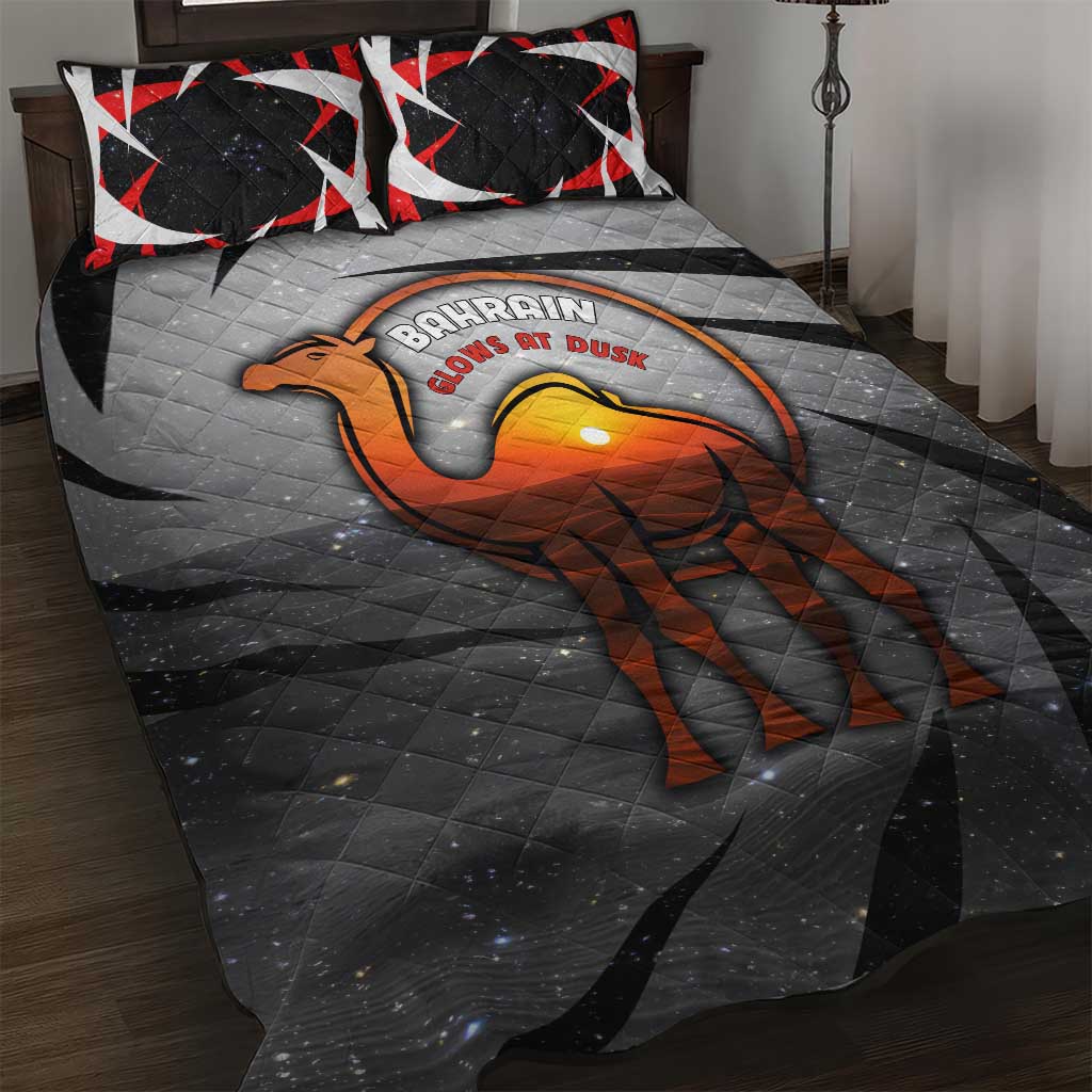 Bahrain Desert Camel Quilt Bed Set with Sunset Glow and Starry Sky