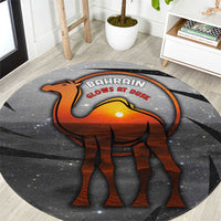 Bahrain Desert Camel Round Carpet with Sunset Glow and Starry Sky