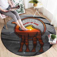 Bahrain Desert Camel Round Carpet with Sunset Glow and Starry Sky