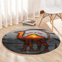 Bahrain Desert Camel Round Carpet with Sunset Glow and Starry Sky