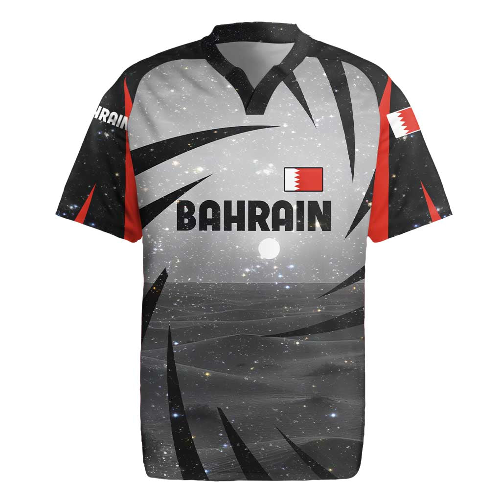 Bahrain Desert Camel Rugby Jersey with Sunset Glow and Starry Sky
