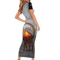 Bahrain Desert Camel Short Sleeve Bodycon Dress with Sunset Glow and Starry Sky