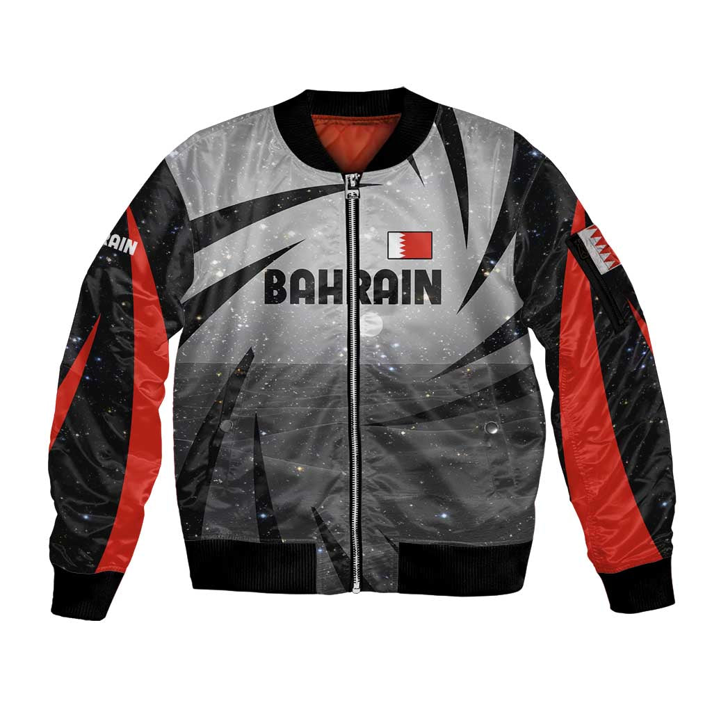 Bahrain Desert Camel Sleeve Zip Bomber Jacket with Sunset Glow and Starry Sky