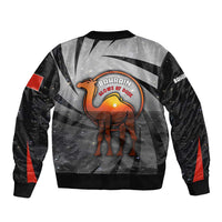 Bahrain Desert Camel Sleeve Zip Bomber Jacket with Sunset Glow and Starry Sky