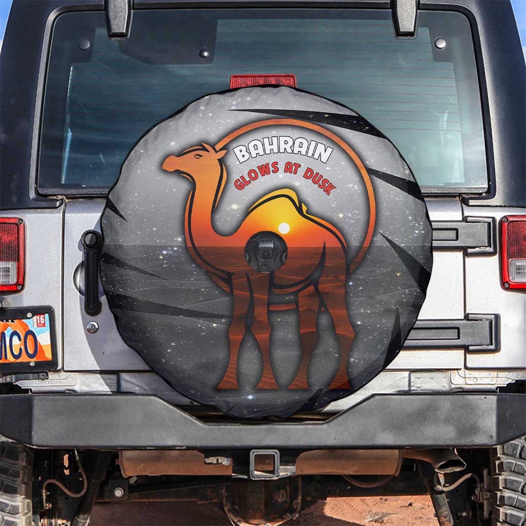 Bahrain Desert Camel Spare Tire Cover with Sunset Glow and Starry Sky