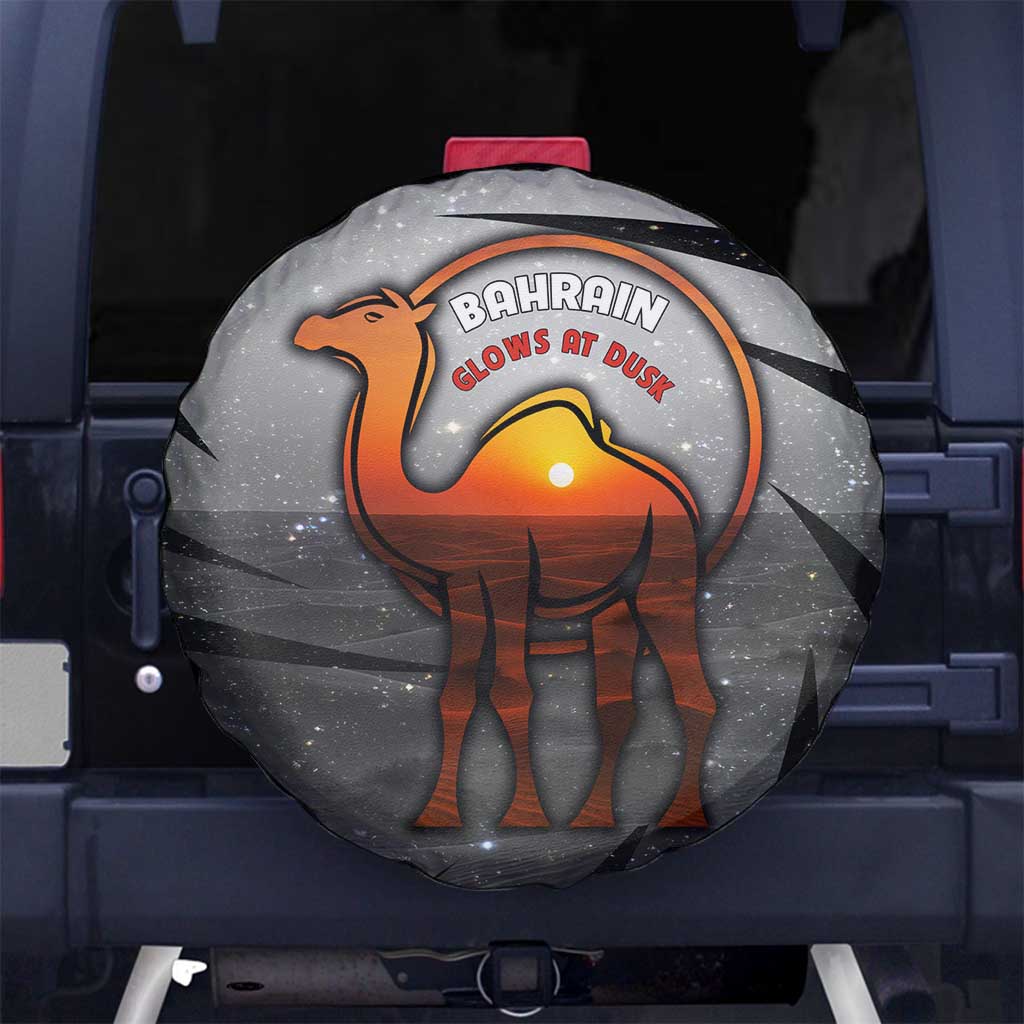 Bahrain Desert Camel Spare Tire Cover with Sunset Glow and Starry Sky