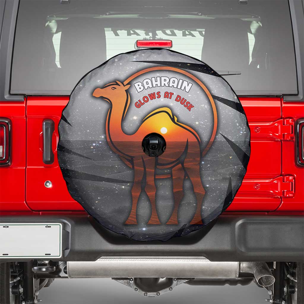 Bahrain Desert Camel Spare Tire Cover with Sunset Glow and Starry Sky