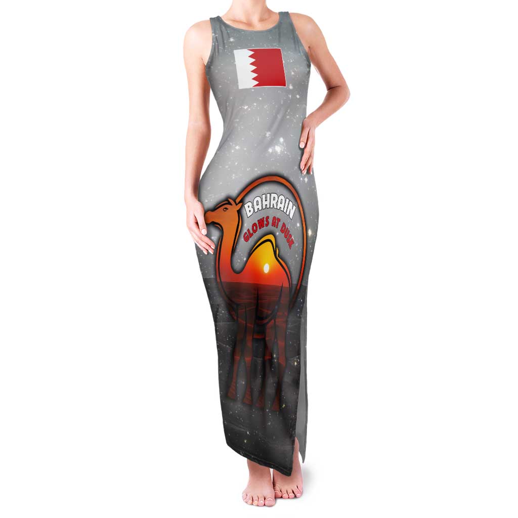Bahrain Desert Camel Tank Maxi Dress with Sunset Glow and Starry Sky