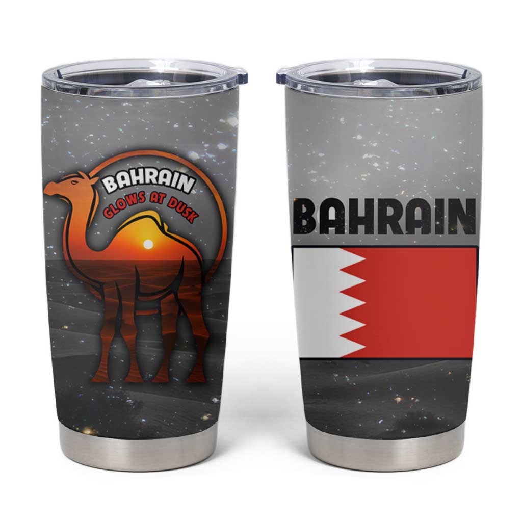 Bahrain Desert Camel Tumbler Cup with Sunset Glow and Starry Sky