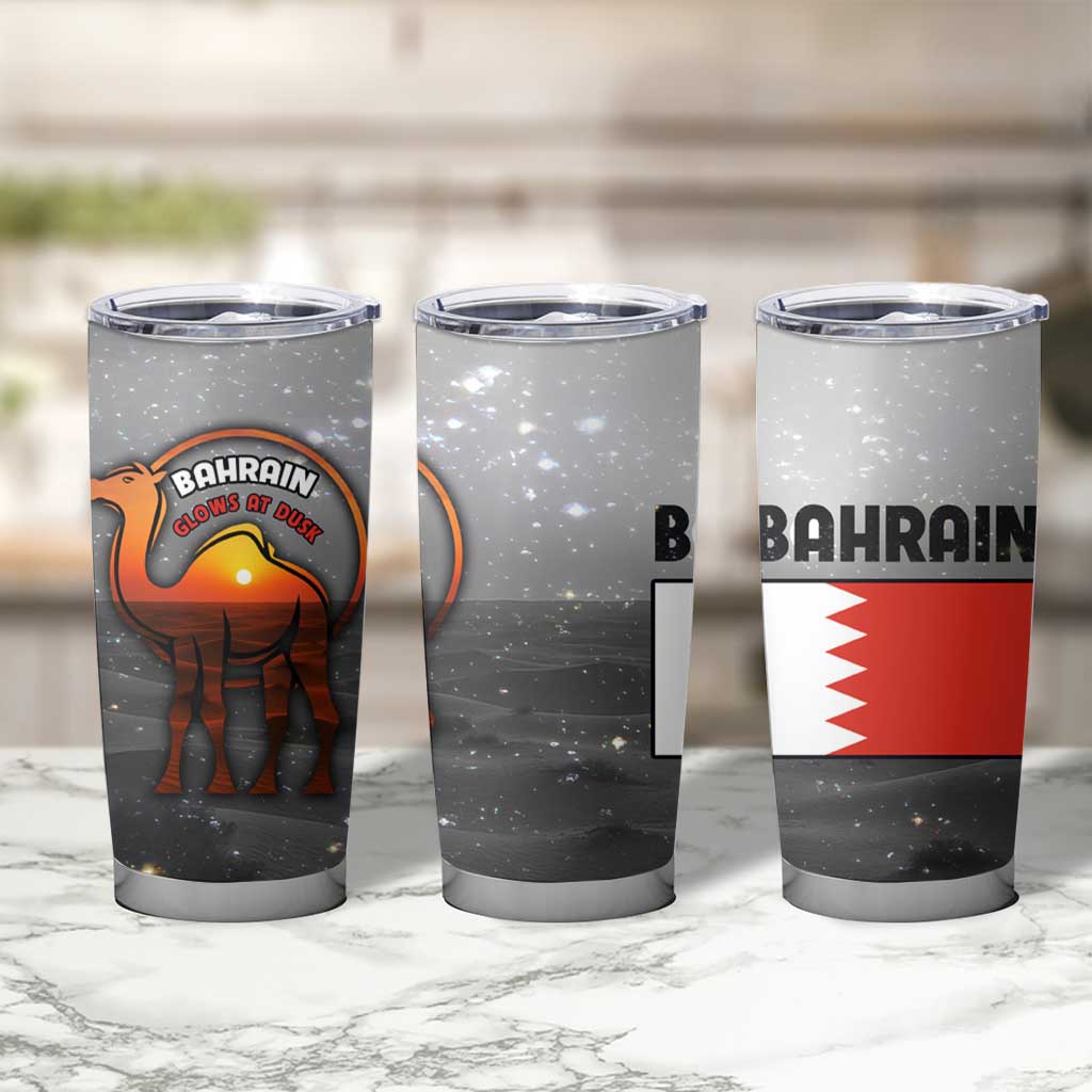 Bahrain Desert Camel Tumbler Cup with Sunset Glow and Starry Sky