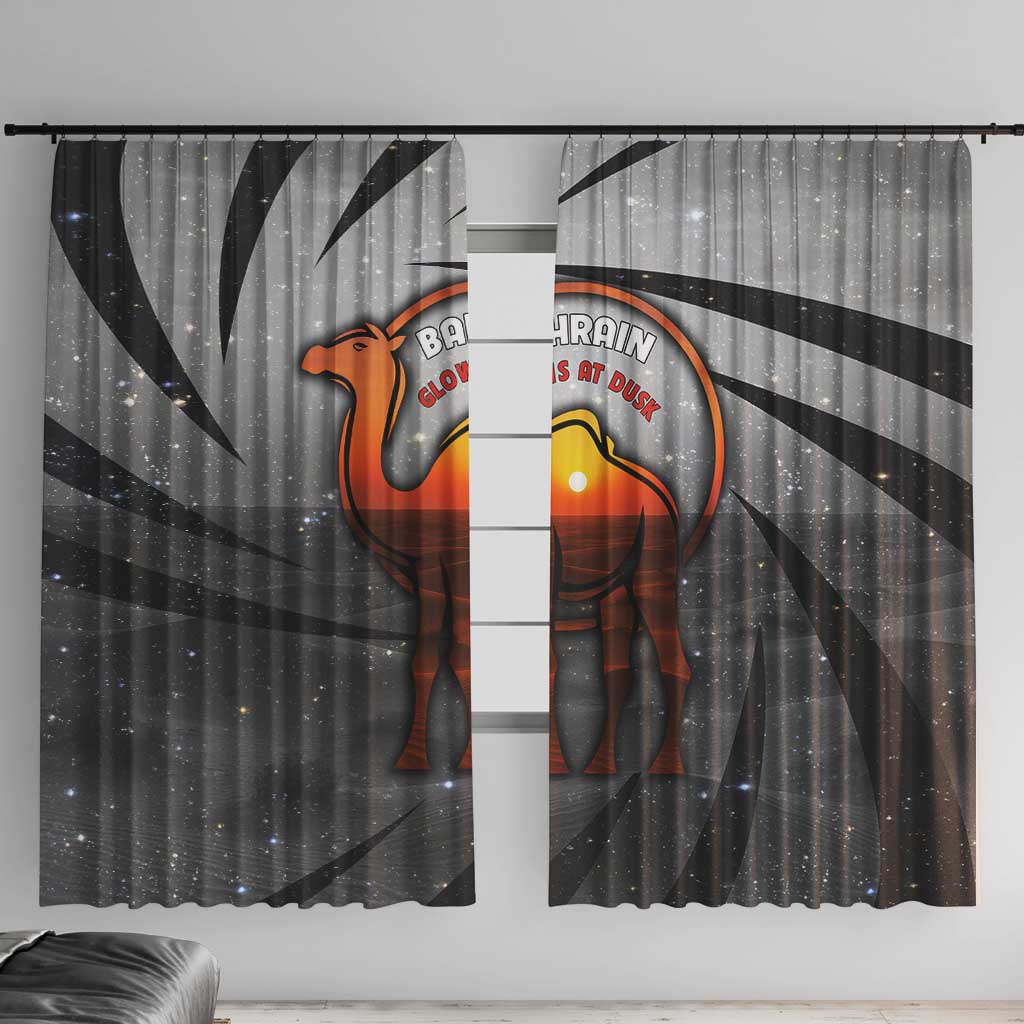 Bahrain Desert Camel Window Curtain with Sunset Glow and Starry Sky