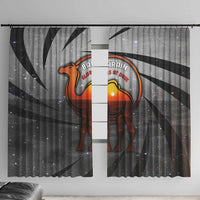 Bahrain Desert Camel Window Curtain with Sunset Glow and Starry Sky