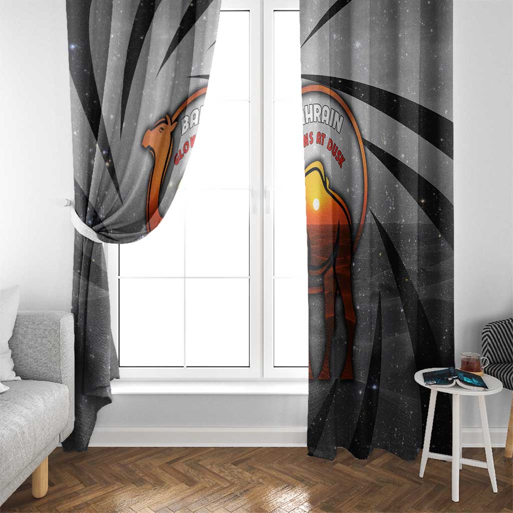 Bahrain Desert Camel Window Curtain with Sunset Glow and Starry Sky