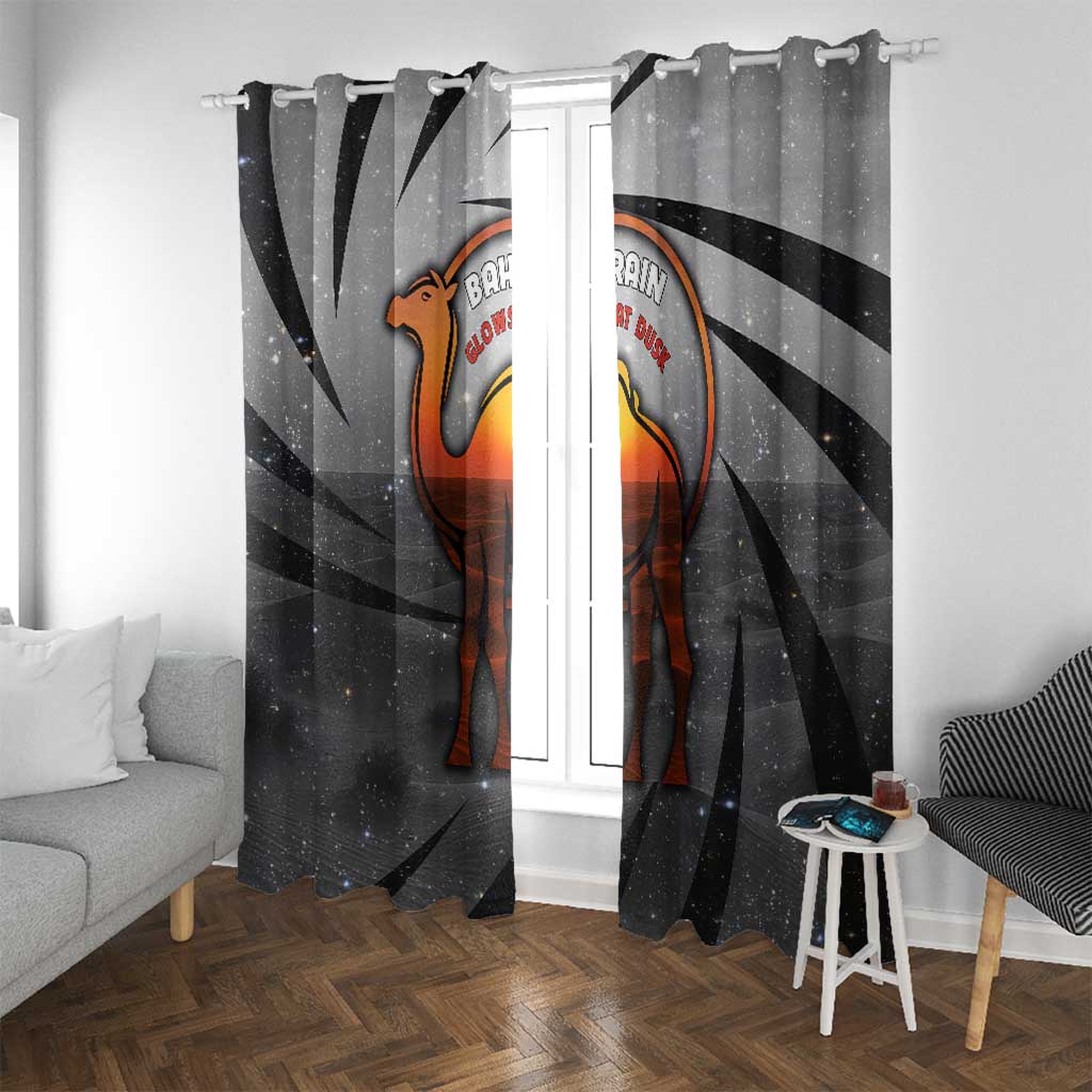 Bahrain Desert Camel Window Curtain with Sunset Glow and Starry Sky