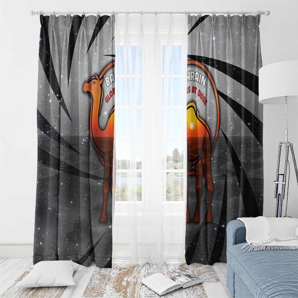 Bahrain Desert Camel Window Curtain with Sunset Glow and Starry Sky