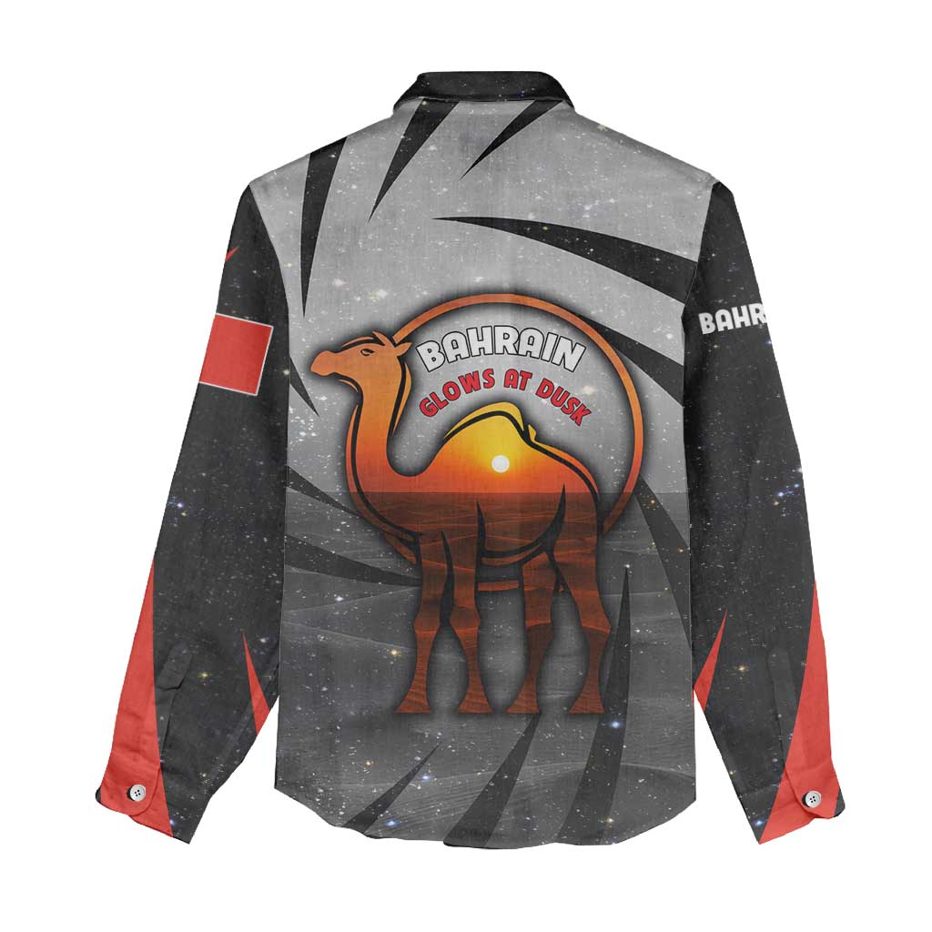Bahrain Desert Camel Women Casual Shirt with Sunset Glow and Starry Sky