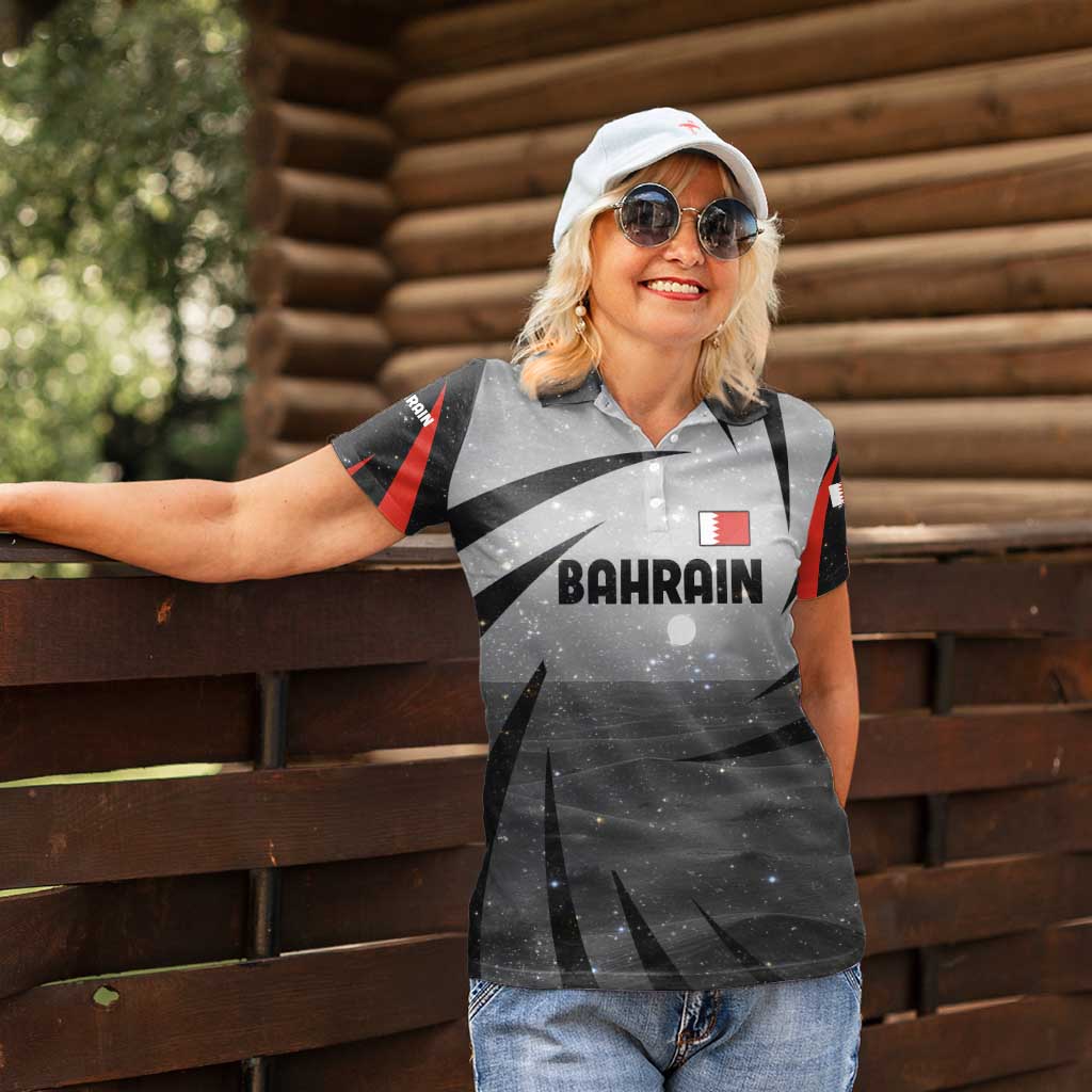 Bahrain Desert Camel Women Polo Shirt with Sunset Glow and Starry Sky