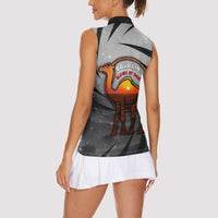 Bahrain Desert Camel Women Sleeveless Polo Shirt with Sunset Glow and Starry Sky