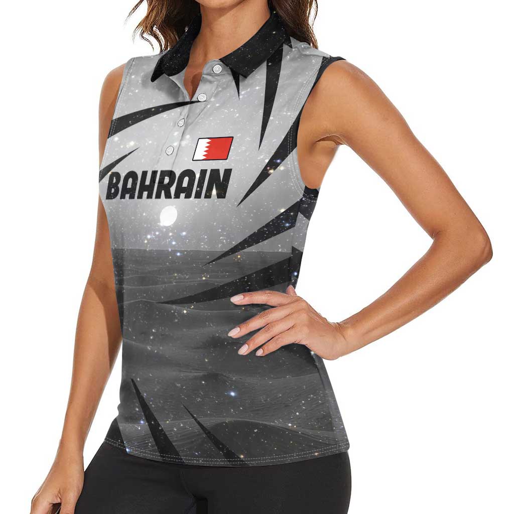 Bahrain Desert Camel Women Sleeveless Polo Shirt with Sunset Glow and Starry Sky