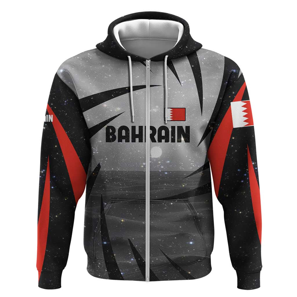 Bahrain Desert Camel Zip Hoodie with Sunset Glow and Starry Sky