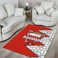 Bahrain Shield Design Area Rug with Arabesque Tile Motif in Red