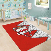 Bahrain Shield Design Area Rug with Arabesque Tile Motif in Red