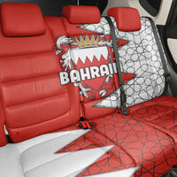 Bahrain Shield Design Back Car Seat Cover with Arabesque Tile Motif in Red