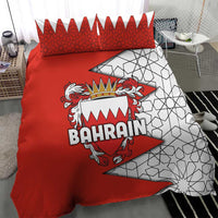 Bahrain Shield Design Bedding Set with Arabesque Tile Motif in Red