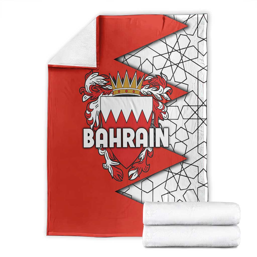 Bahrain Shield Design Blanket with Arabesque Tile Motif in Red