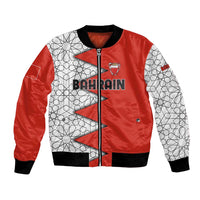 Bahrain Shield Design Bomber Jacket with Arabesque Tile Motif in Red