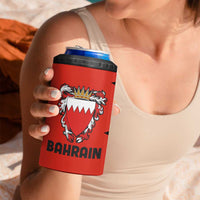 Bahrain Shield Design 4 in 1 Can Cooler Tumbler with Arabesque Tile Motif in Red